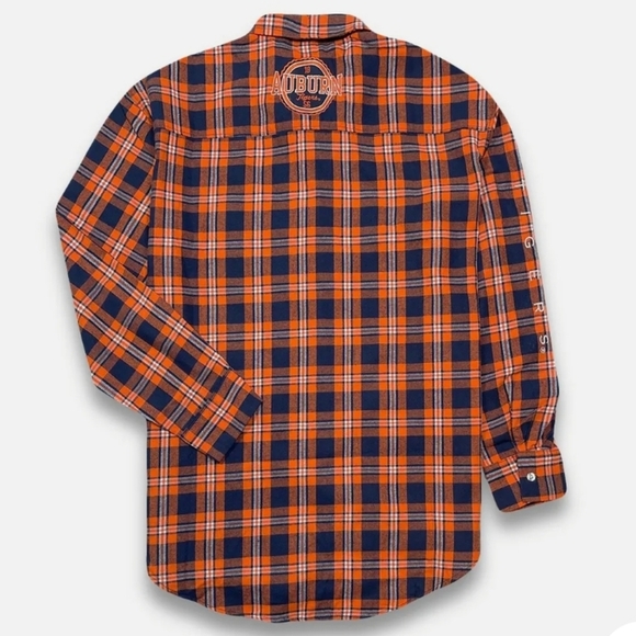 FOCO Men's NCAA College Team Logo Long Sleeve Flannel Shirt Auburn Tigers Size L - Picture 2 of 6
